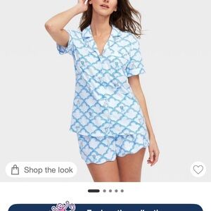 Roller Rabbit Light Blue Printed Short-Sleeve Pajama Set